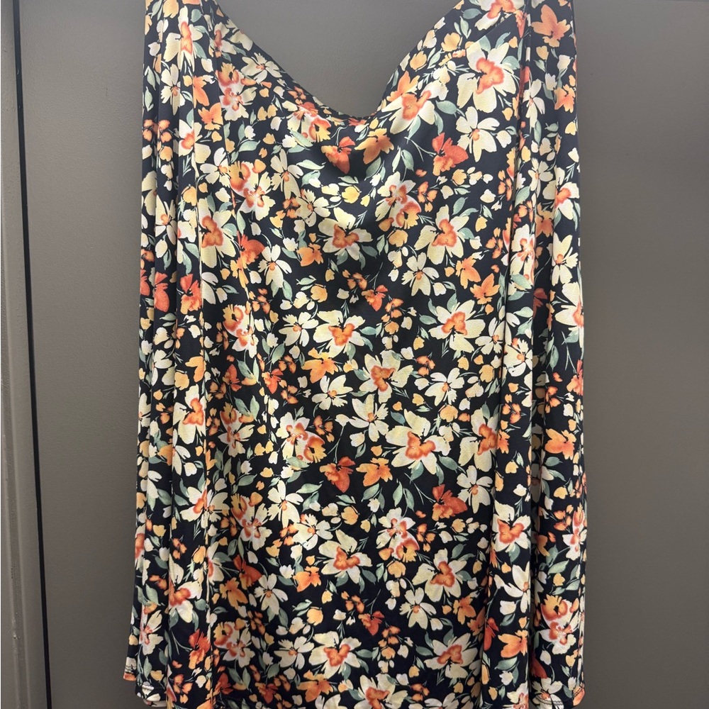 Kaileigh Floral Midi Skirt - Black, Orange, Cream